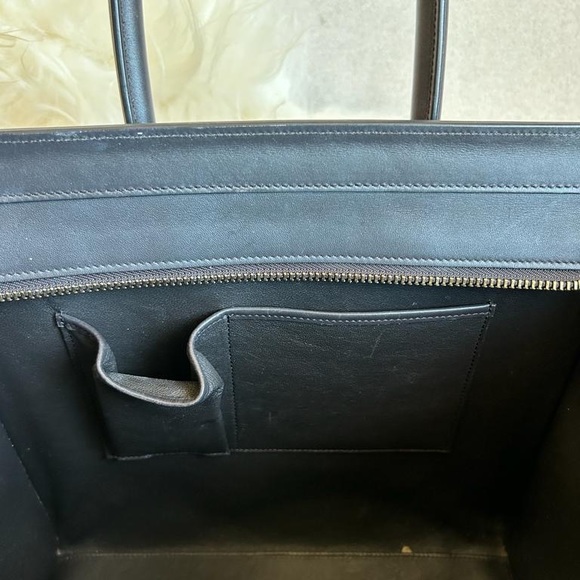 Celine Mini Luggage Shopper Tote in Mustard/Black/Grey color block - Picture 8 of 11